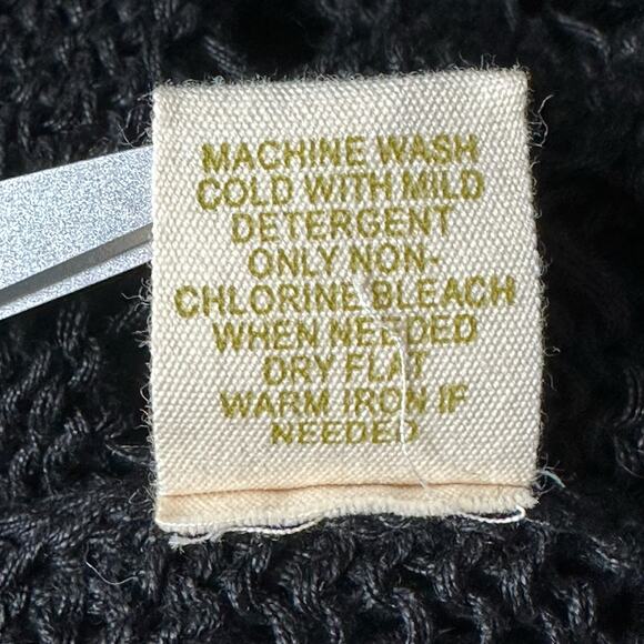 Shae Sweater Womens Small Black Open Knit Top 100% Linen V-Neck Beachy Grunge‎ - Picture 8 of 8